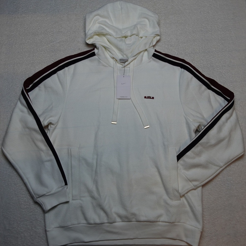 Nike LeBron James Hoodie Men Large White Therma-FIT Pullover HV3403-133